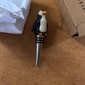 Pottery Barn NWT Penguin Fused Glass Wine Bottle Stopper Great Gift